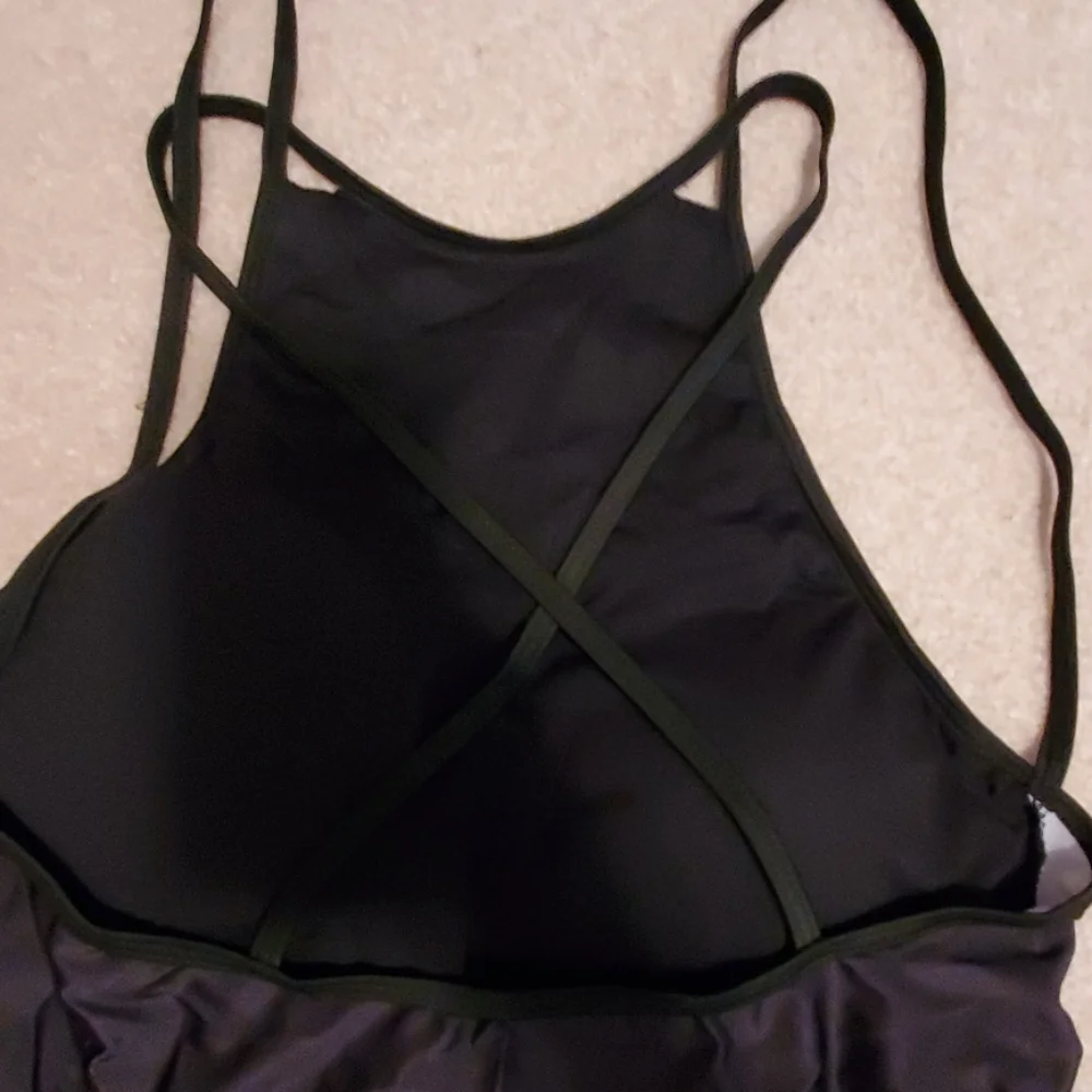Geometric Pattern Printed Swimsuit Black White NEW